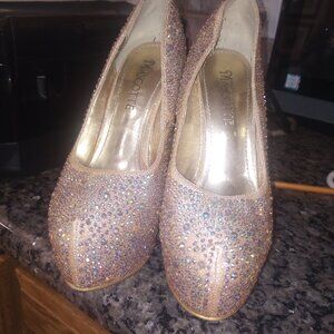 Mascotte Gold Rhinestone Stiletto Platform